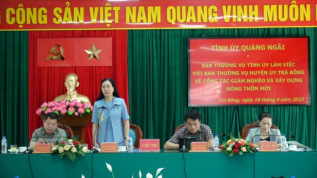 Ban Thường vụ Tỉnh ủy làm việc với huyện Trà Bồng