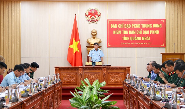 Ban Chỉ đạo Phòng không nhân dân Trung ương kiểm tra công tác phòng không nhân dân tỉnh Quảng Ngãi