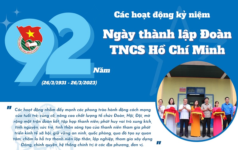 Infographic: Các hoạt động kỷ niệm 92 năm Ngày thành lập Đoàn TNCS Hồ Chí Minh (26/3/1931 - 26/3/2023)